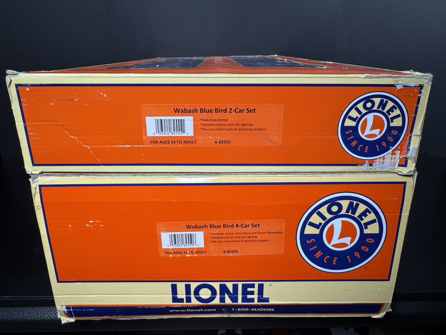 Lionel 6-82550 & 6-82555 Wabash Bluebird 21" passenger 6-car set LNIB1
