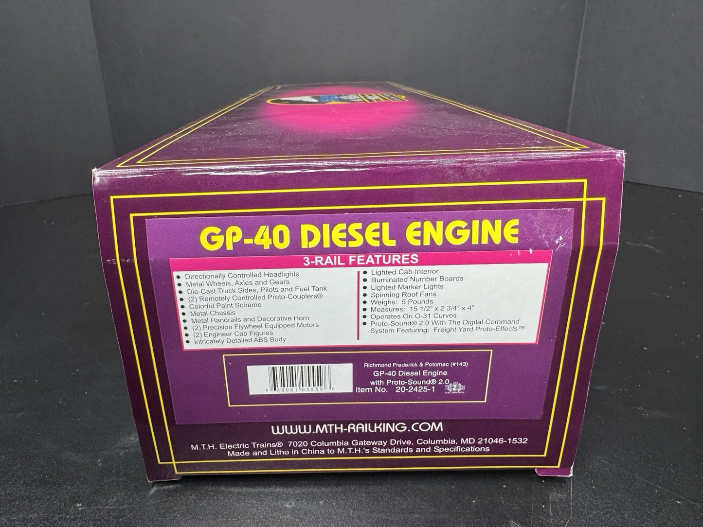 MTH 20-2425-1 Richmond RF&P GP-40 diesel engine #143 PS2 BCR LNIB16