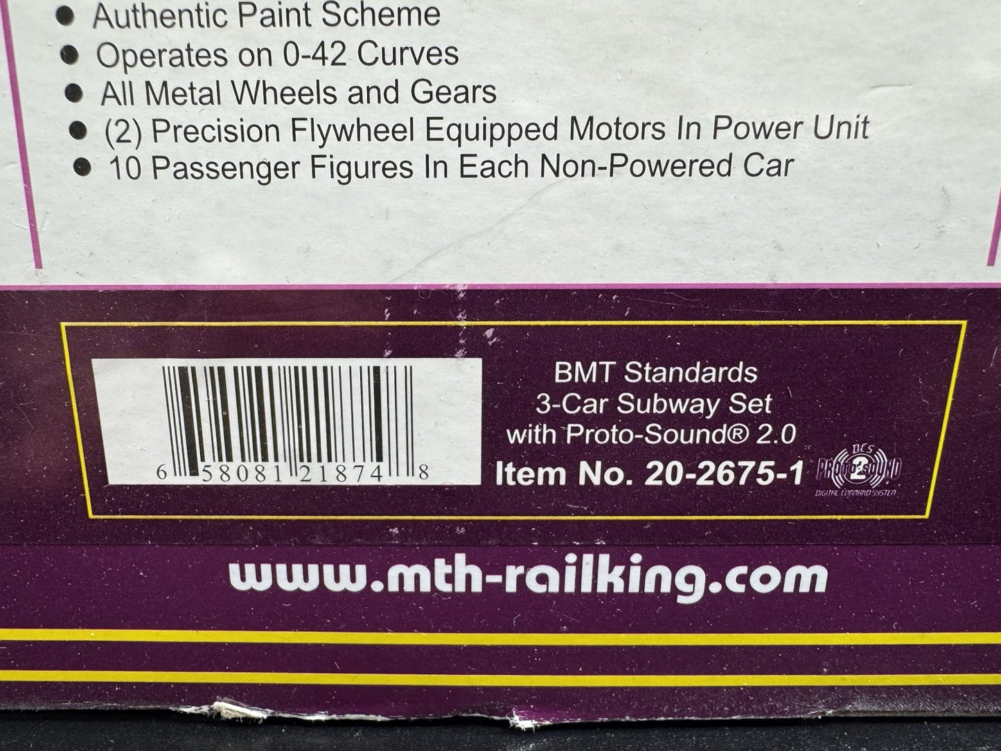 MTH 20-2675-1 BMT Standards subway 3-car set PS2 BCR LNIB13