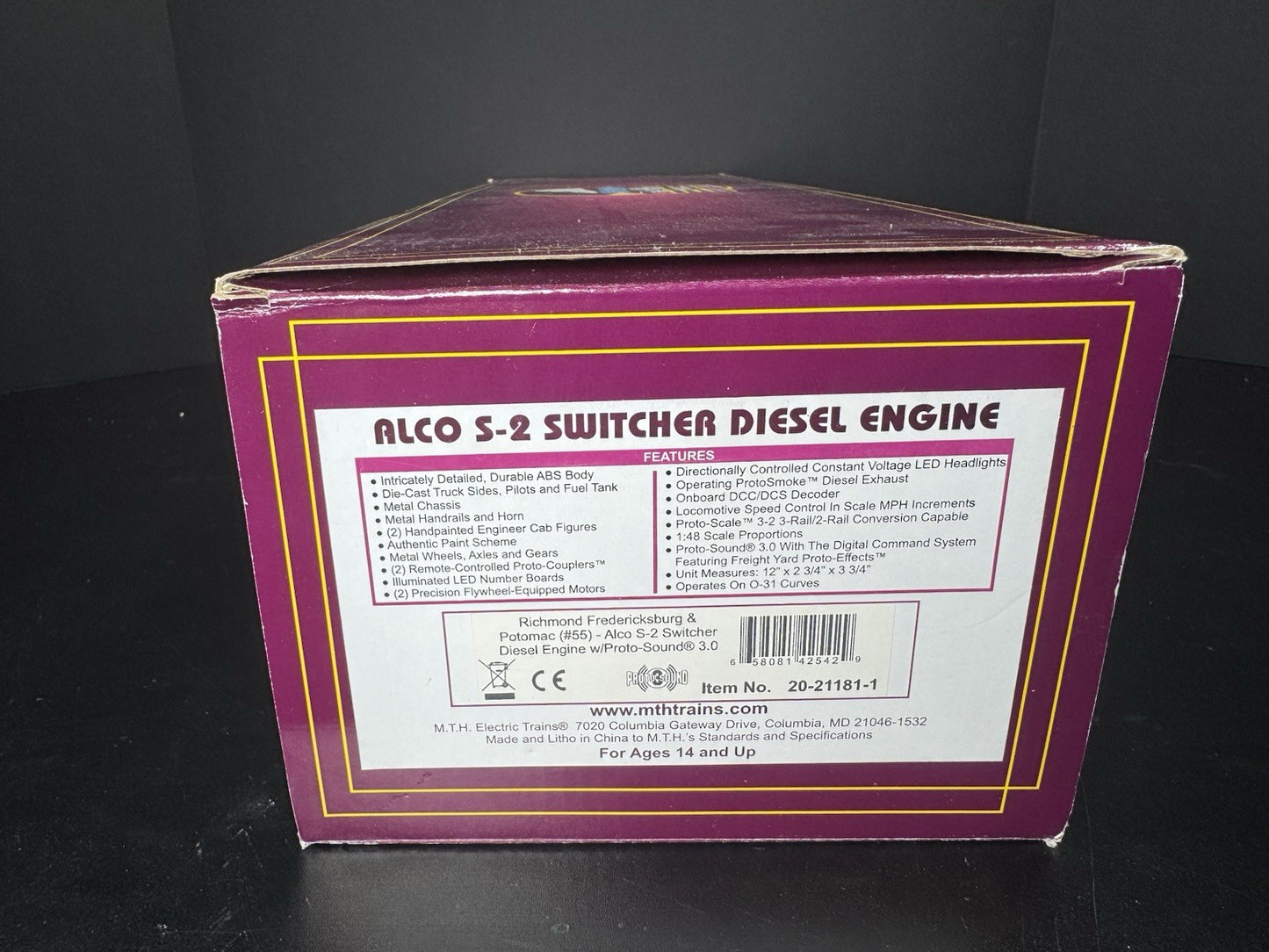 MTH 20-21181-1 Richmond RF&P Alco S-2 diesel switcher engine #55 PS3 LNIB14