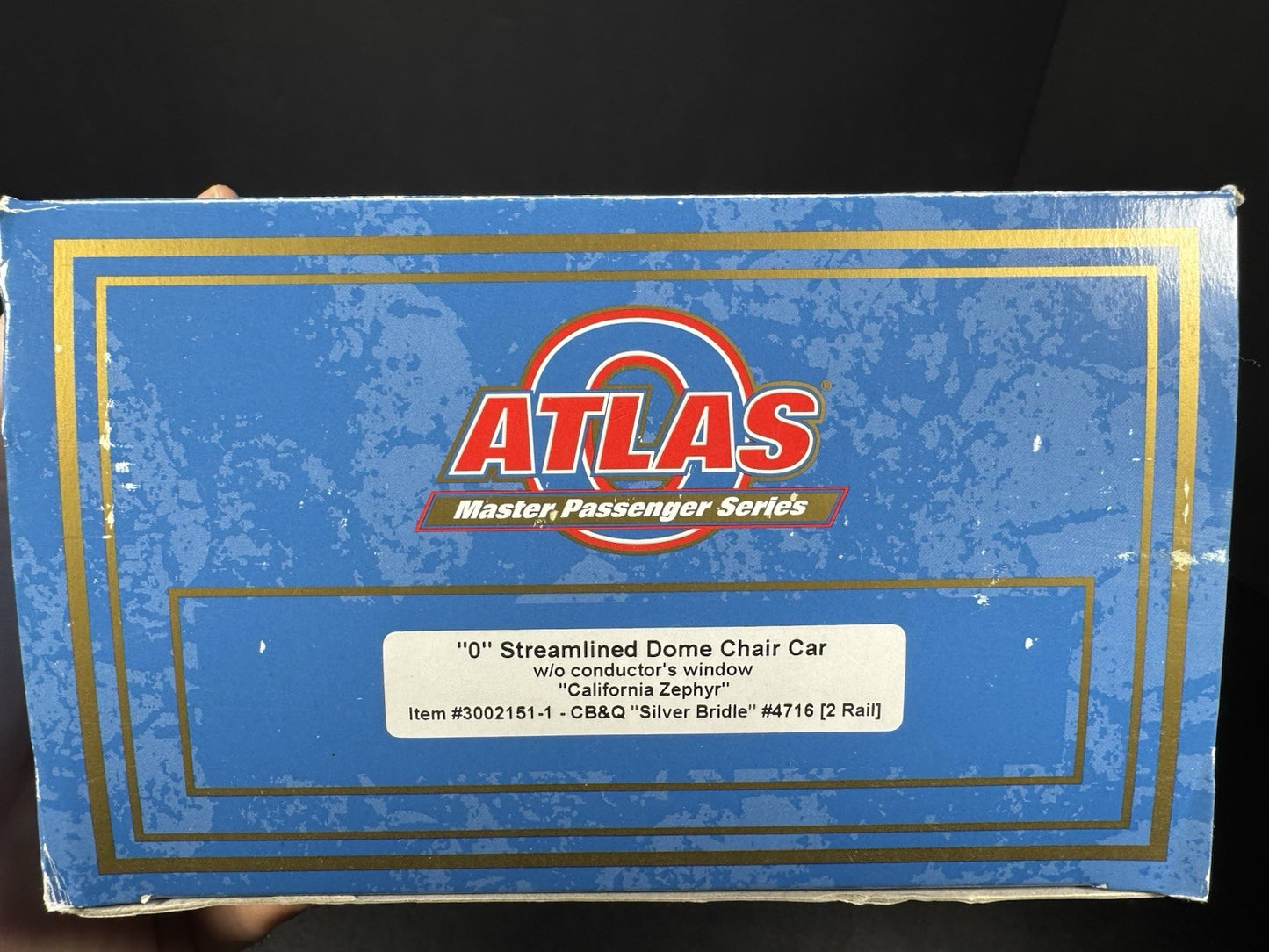 Atlas O 3002151-1 2-rail CB&Q California Zephyr 21" dome chair car #4716 LNIB15