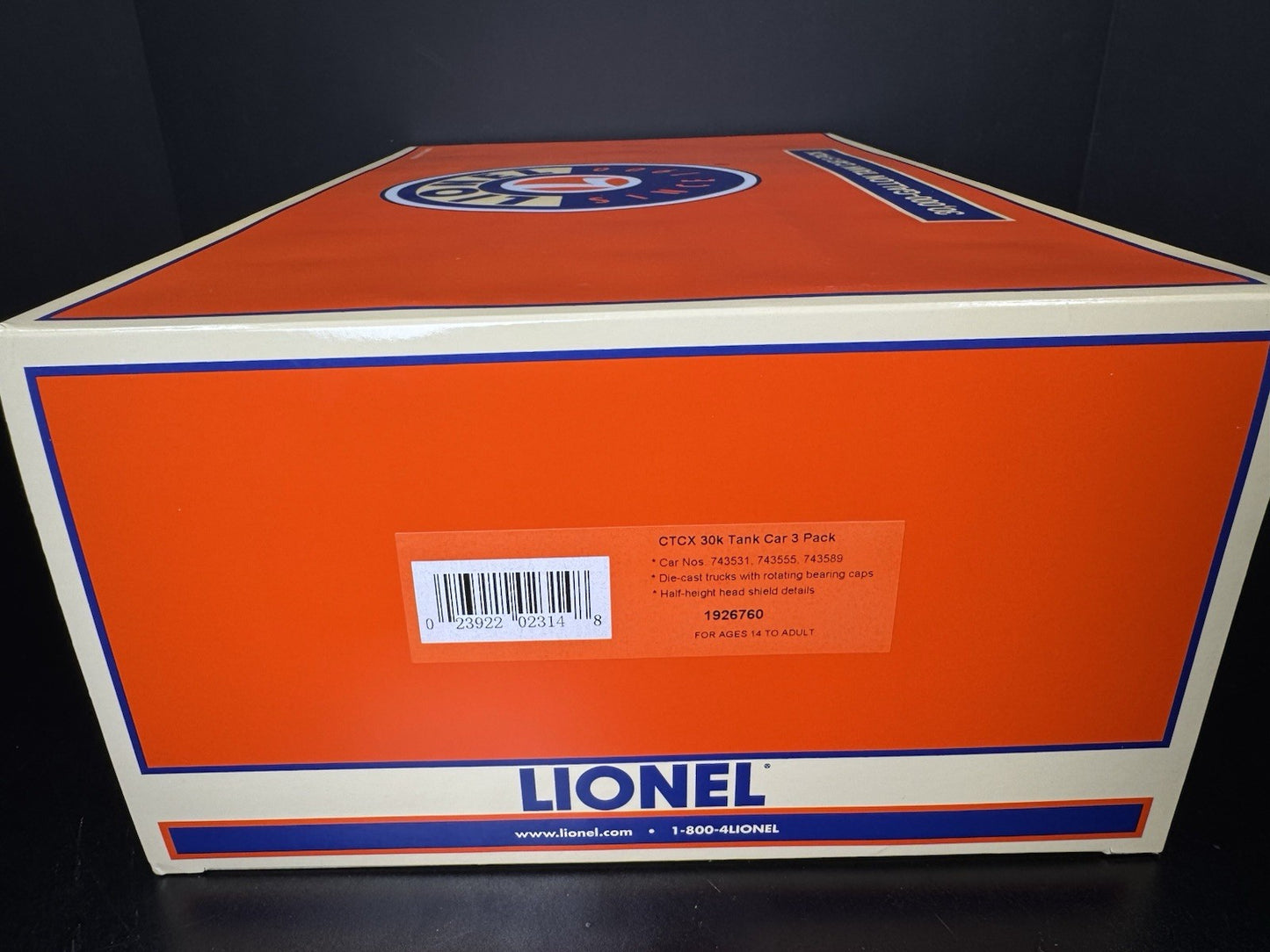 Lionel 1926760 CTXC 30k gallon tank car 3-pack LNIB9