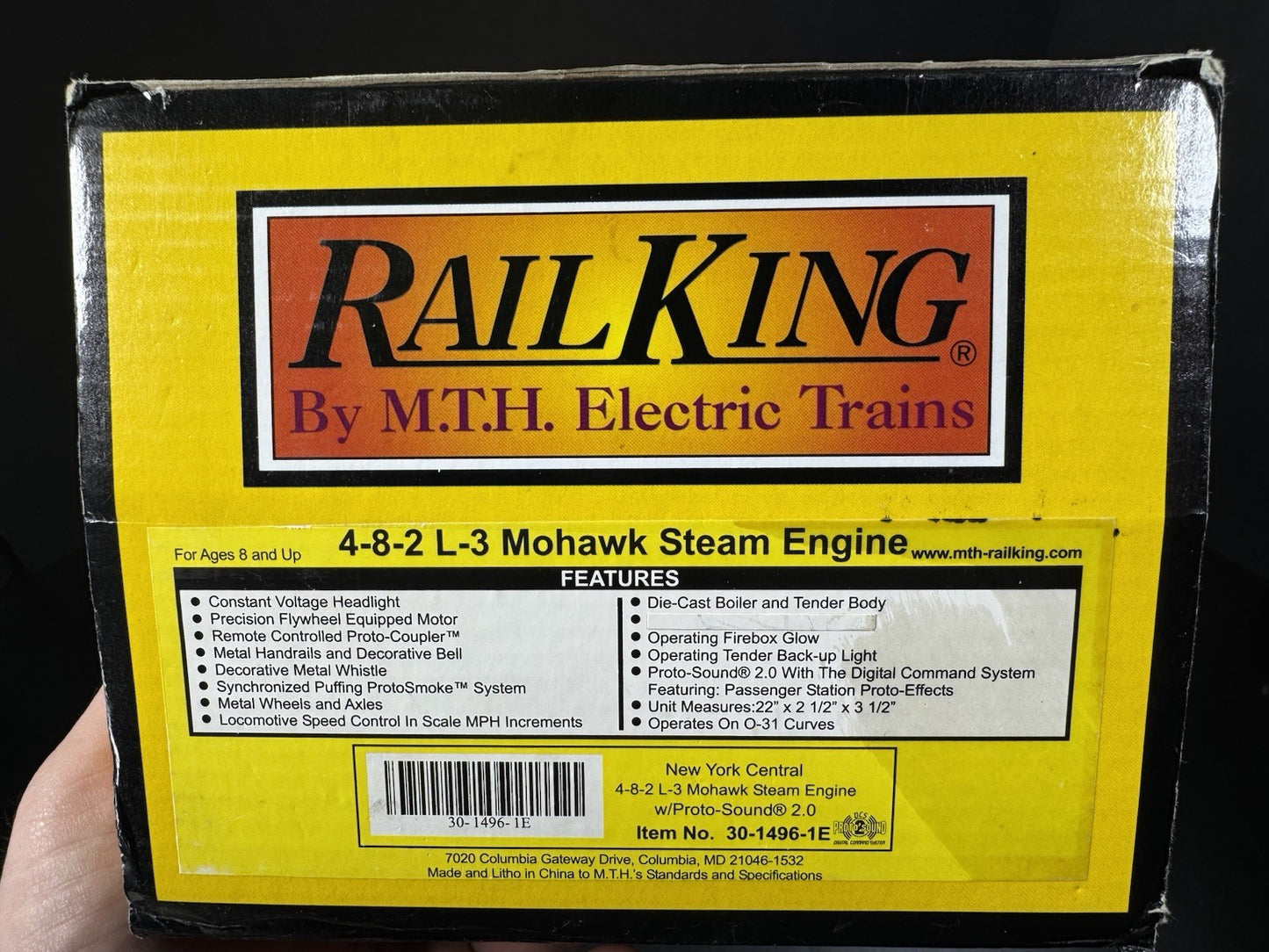 MTH RailKing 30-1496-1E New York Central L-3 Mohawk steam engine #3005 PS2 LNIB14