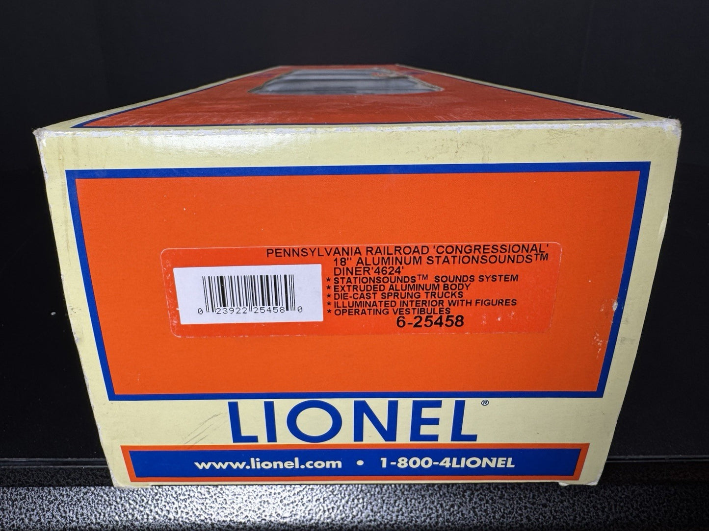 Lionel 6-25458 PRR Congressional 18" aluminum StationSounds diner car #4624 LNIB13