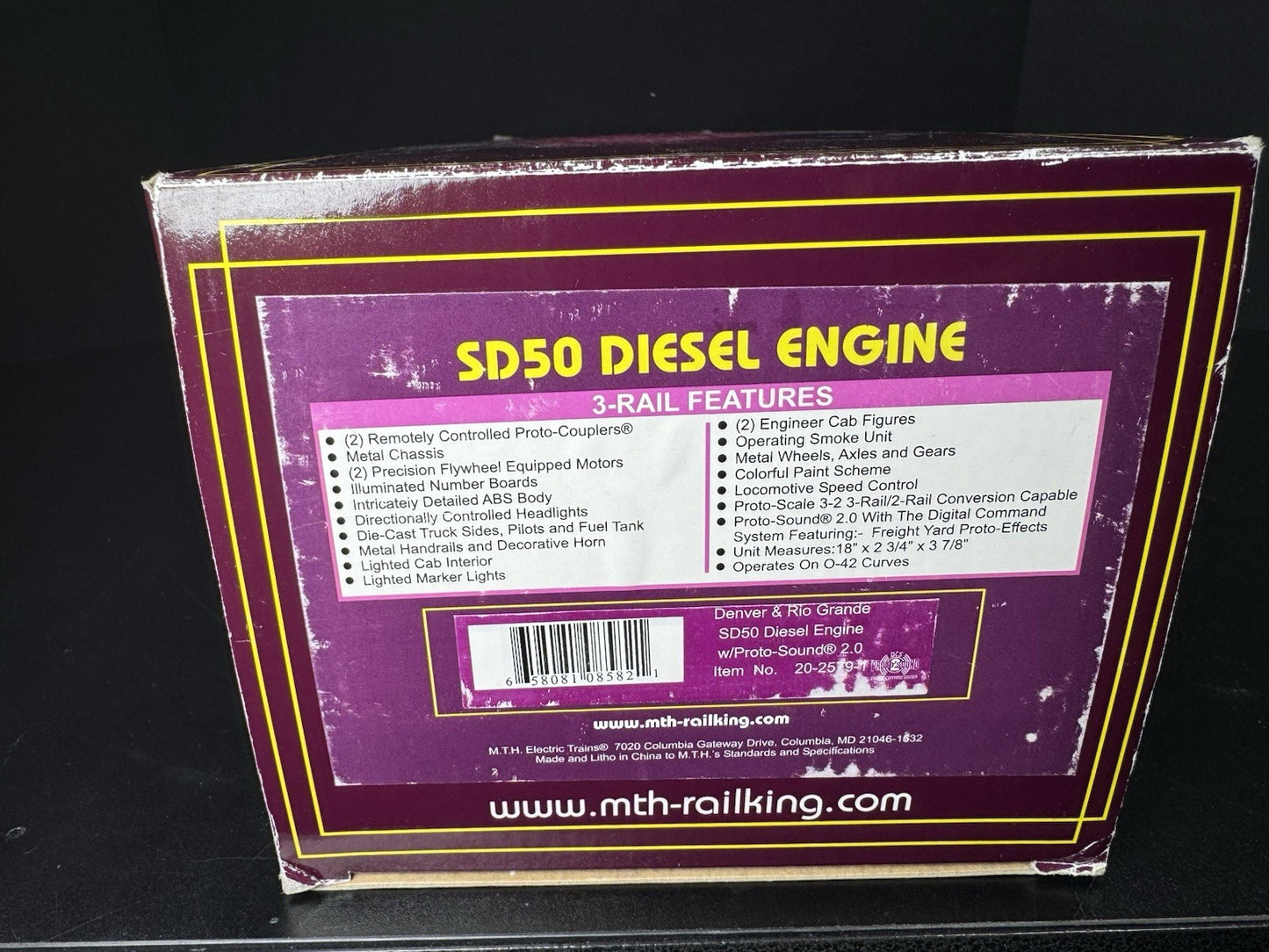 MTH 20-2579-1 Denver & Rio Grande SD50 diesel engine #5506 PS2 BCR LNIB16