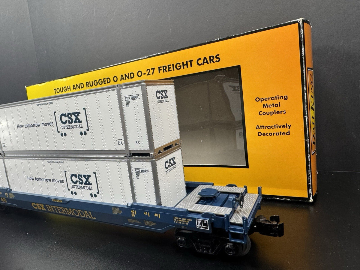MTH RailKing 30-7051C CSX intermodal husky stack car w containers LNIB2