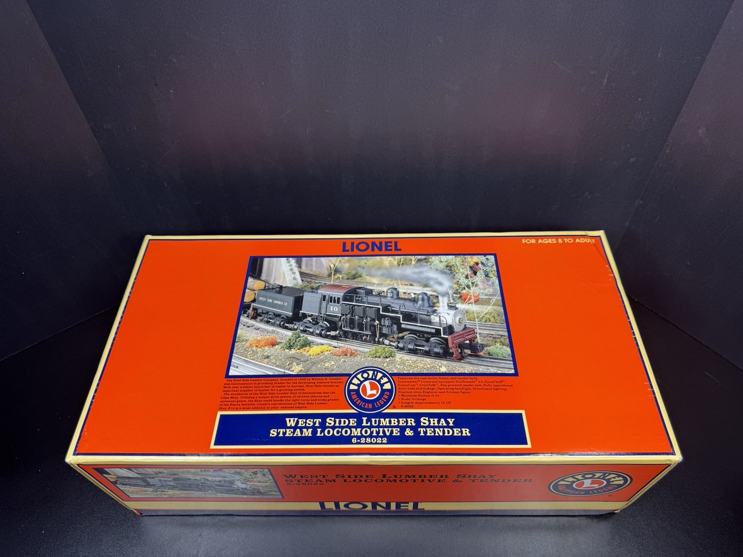 Lionel 6-28022 TMCC West Side Lumber three-truck Shay steam engine #10 LNIB12