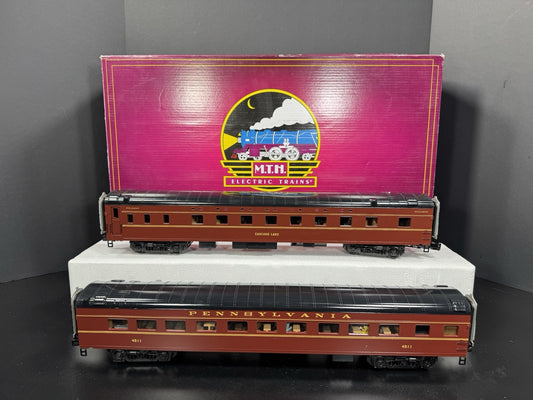 MTH 2064096 Pennsylvania PRR 70' sleeper diner passenger 2car set LNIB0