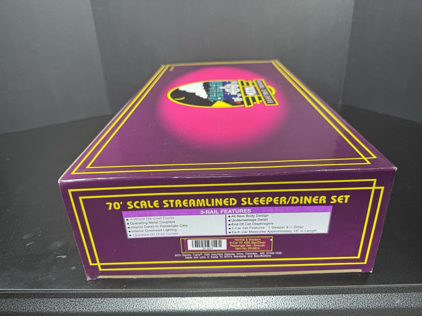 MTH 20-6614 Norfolk & Western N&W 70' streamlined sleeper diner 2-car set LNIB6