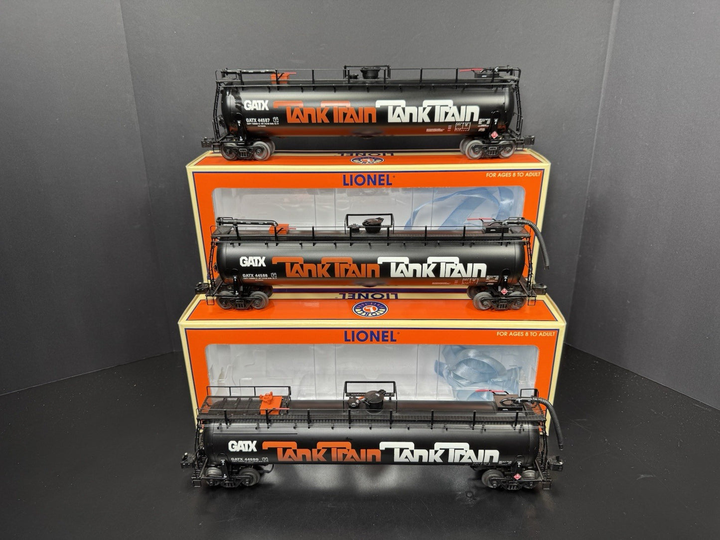 Lionel 6-19639 GATX Tank Train tanker car 3-pack EX4