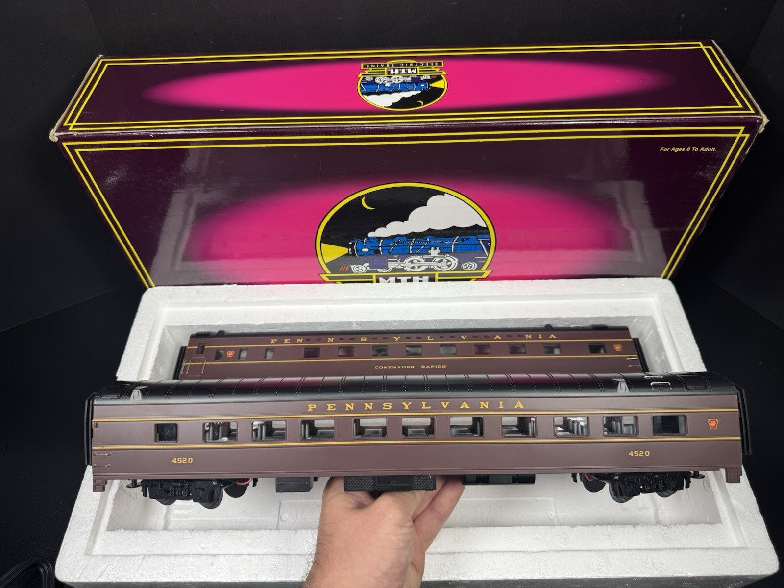 MTH 20-6657 Pennsylvania PRR 70' streamlined sleeper / diner 2-car set LNIB2