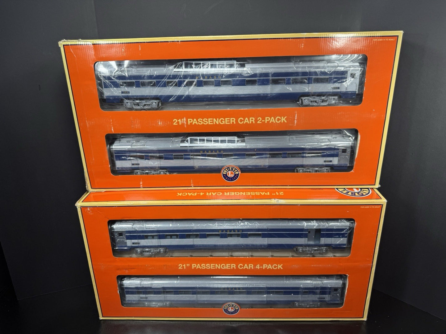 Lionel 6-82550 & 6-82555 Wabash Bluebird 21" passenger 6-car set LNIB0