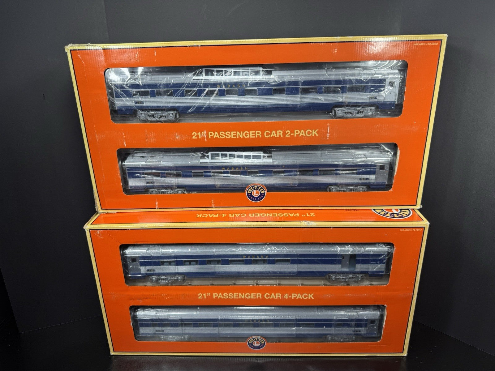 Lionel 6-82550 & 6-82555 Wabash Bluebird 21" passenger 6-car set LNIB0