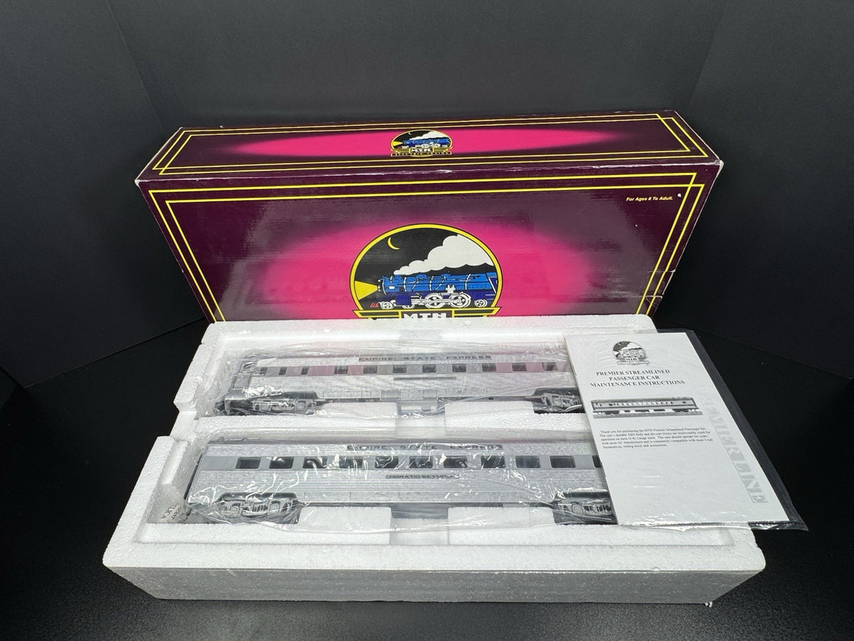 MTH 20-66020 NYC Empire State Express 70' streamlined sleeper diner 2-car set LN0