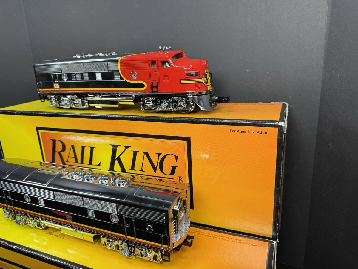MTH RailKing 30-4144-1E Santa Fe chrome F-3 diesel engine AB set PS2 BCR LNIB1