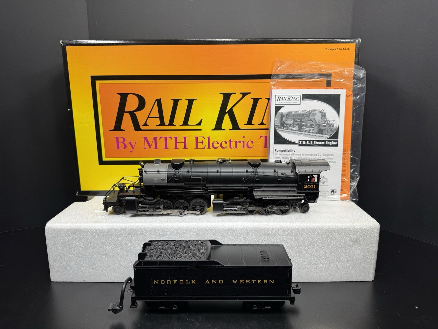 MTH RailKing 30-1307-1 Norfolk & Western 2-8-8-2 steam loco #2011 PS2 BCR LNIB0