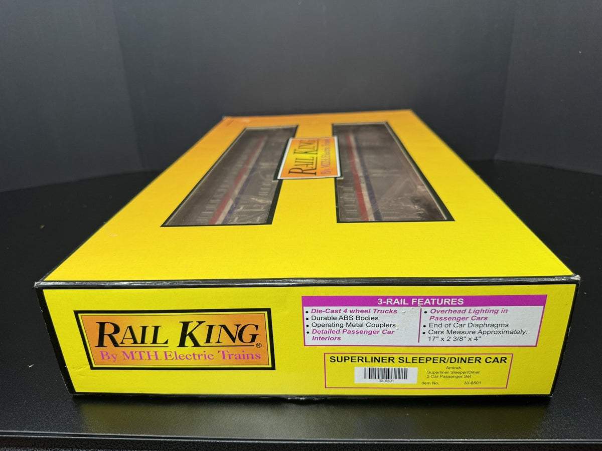 MTH RailKing 30-6501 Amtrak Superliner sleeper diner 2-pack #32023 #38041 LNIB8