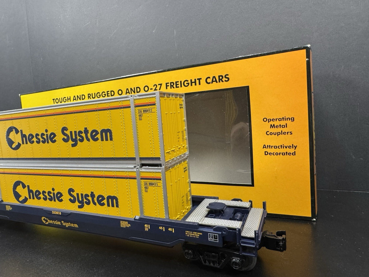 MTH RailKing 30-76394 Chessie intermodal husky stack car w containers LNIB5
