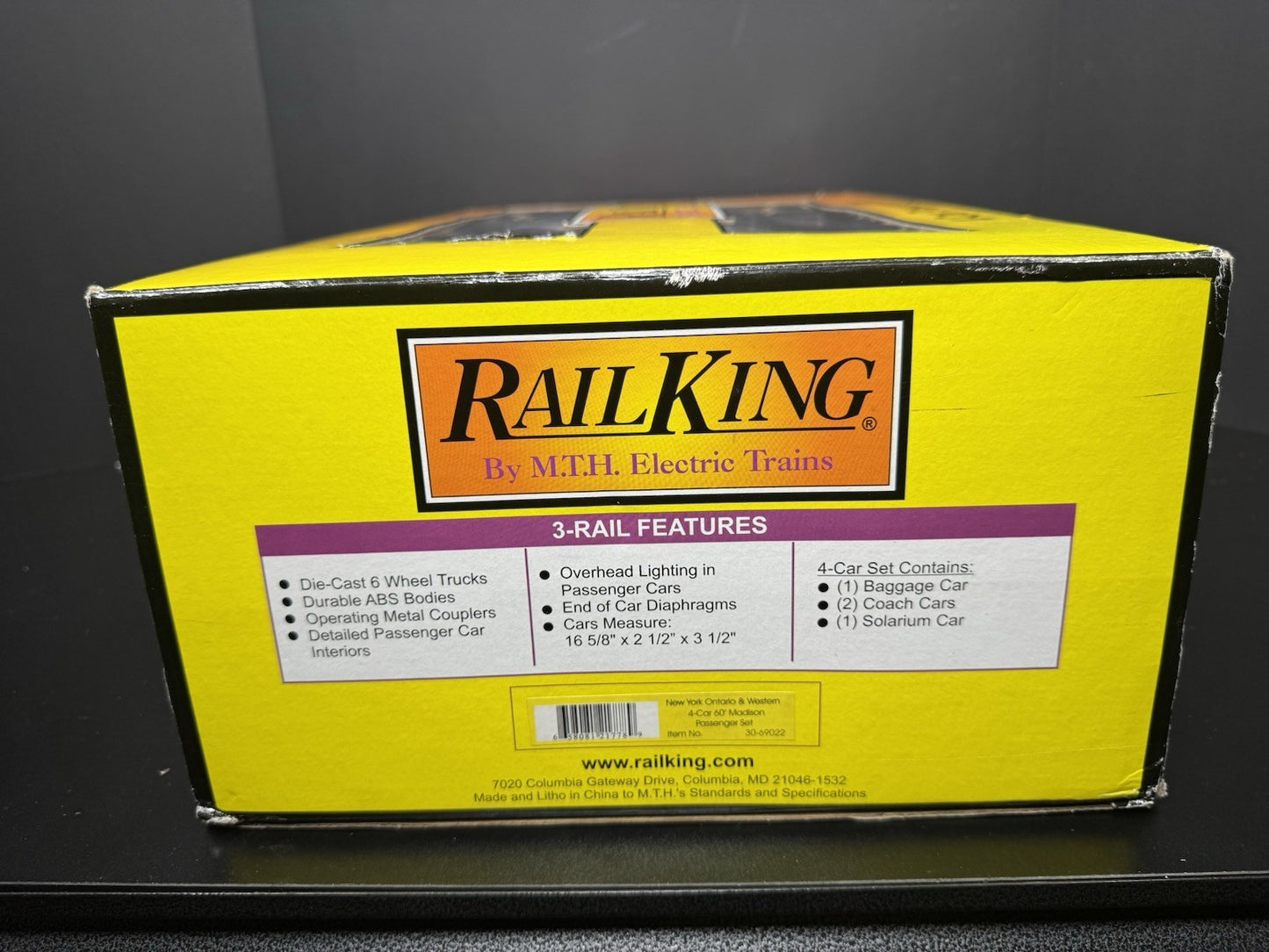 MTH RailKing 30-69022 NY Ontario & Western 60' Madison passenger 4-car set LNIB7