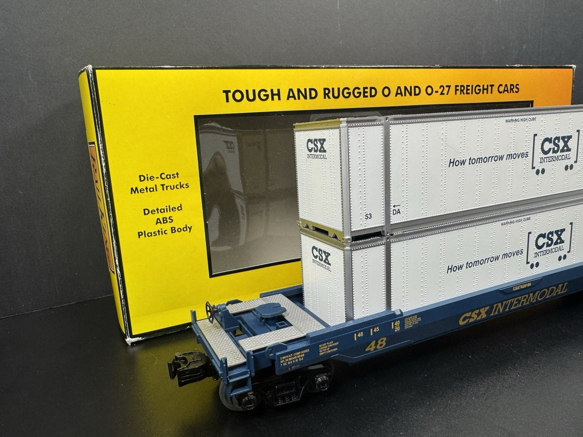 MTH RailKing 30-7051C CSX intermodal husky stack car w containers LNIB4