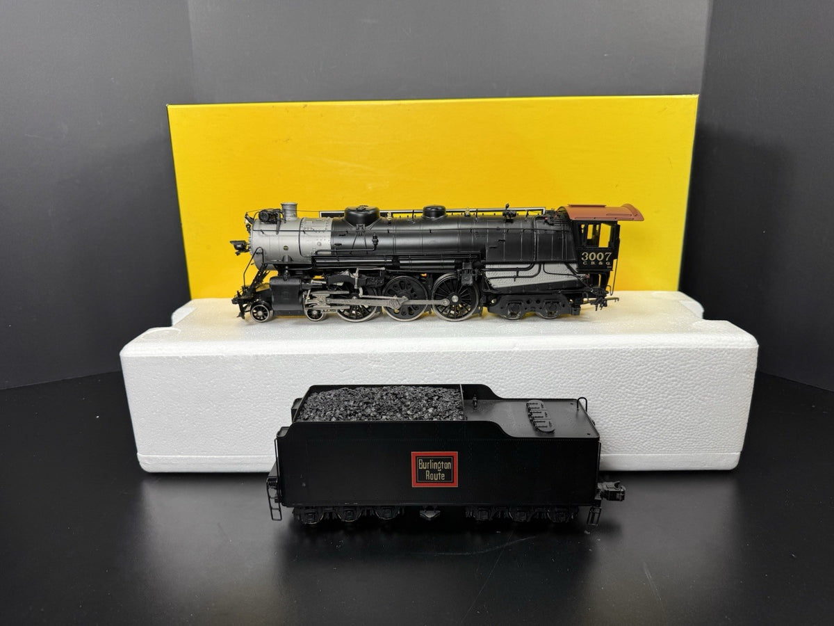 Sunset 3rd Rail 3-rail brass TMCC CB&Q S-4 Hudson steam engine #3007 LNIB0