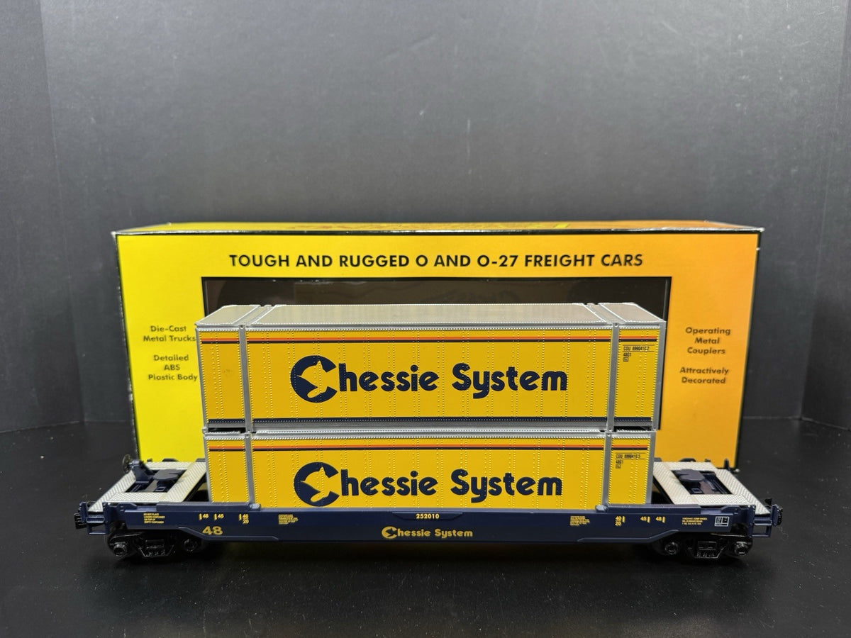 MTH RailKing 30-76394 Chessie intermodal husky stack car w containers LNIB3