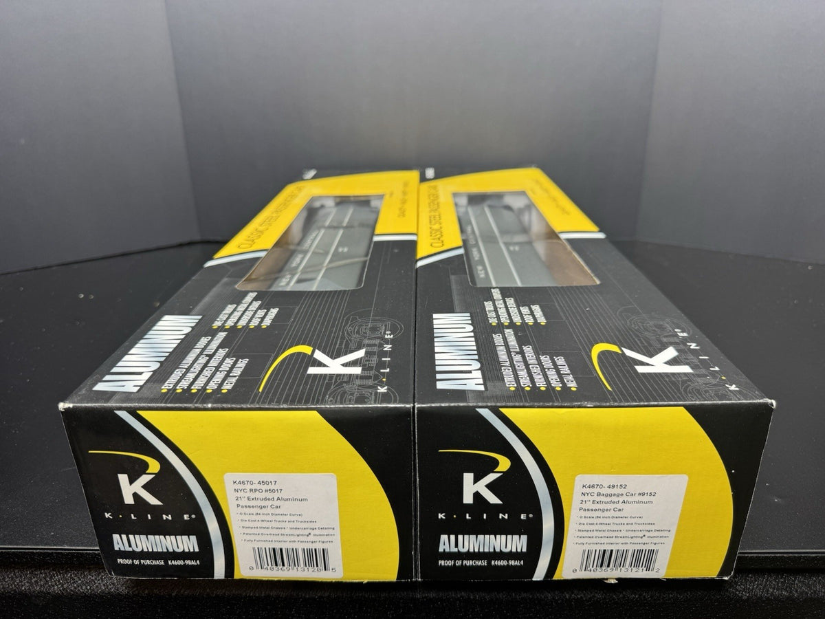 K-Line K-4670D NYC 20th Century Limited 21" aluminum passenger 2-car set NIB1