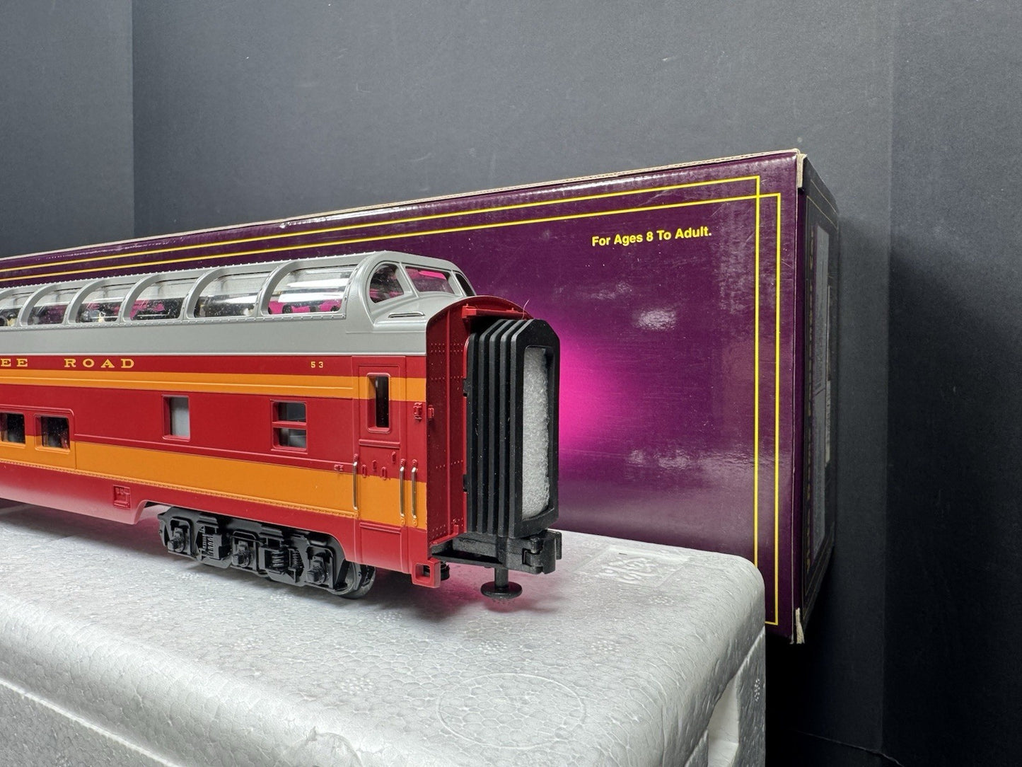 MTH 20-6752 Milwaukee Road 70' full-length vista dome passenger car #53 EX4