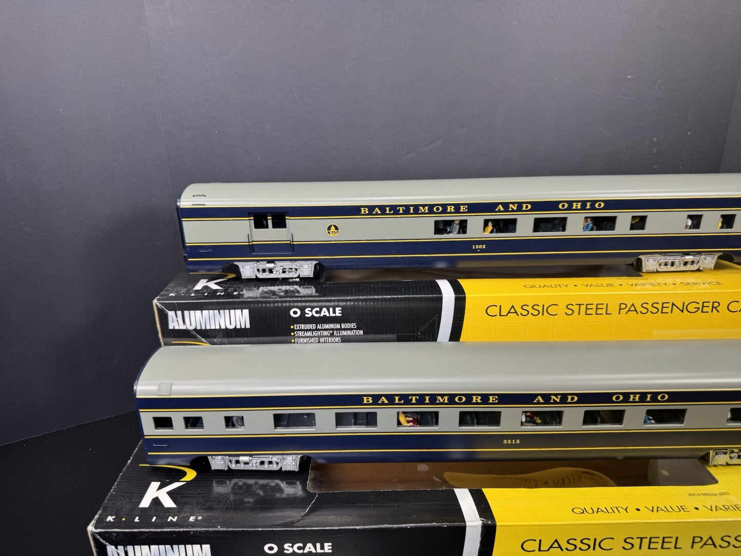 K-Line B&O The Columbian 21" aluminum passenger 2-car add-on set LNIB7