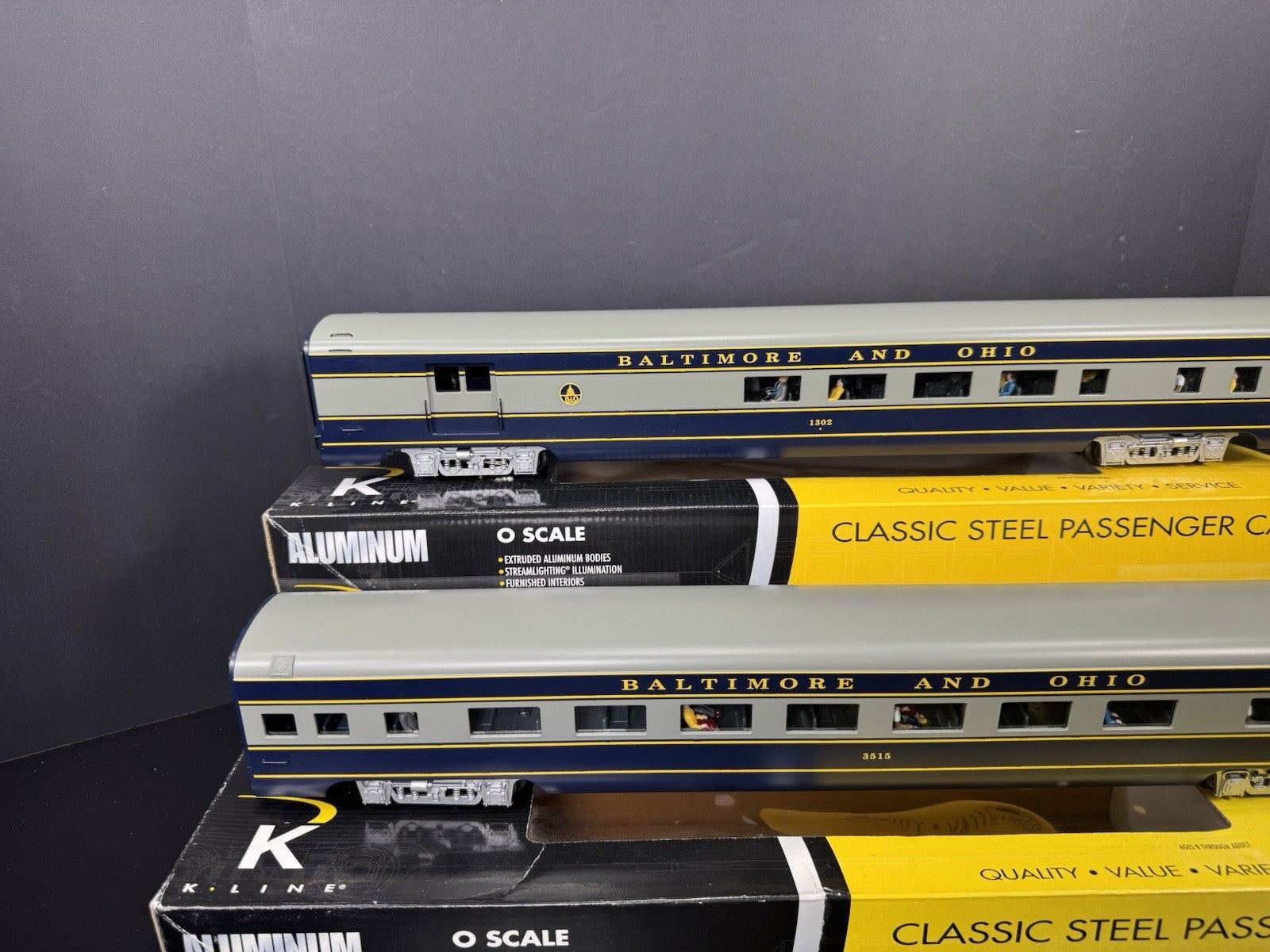K-Line B&O The Columbian 21" aluminum passenger 2-car add-on set LNIB7