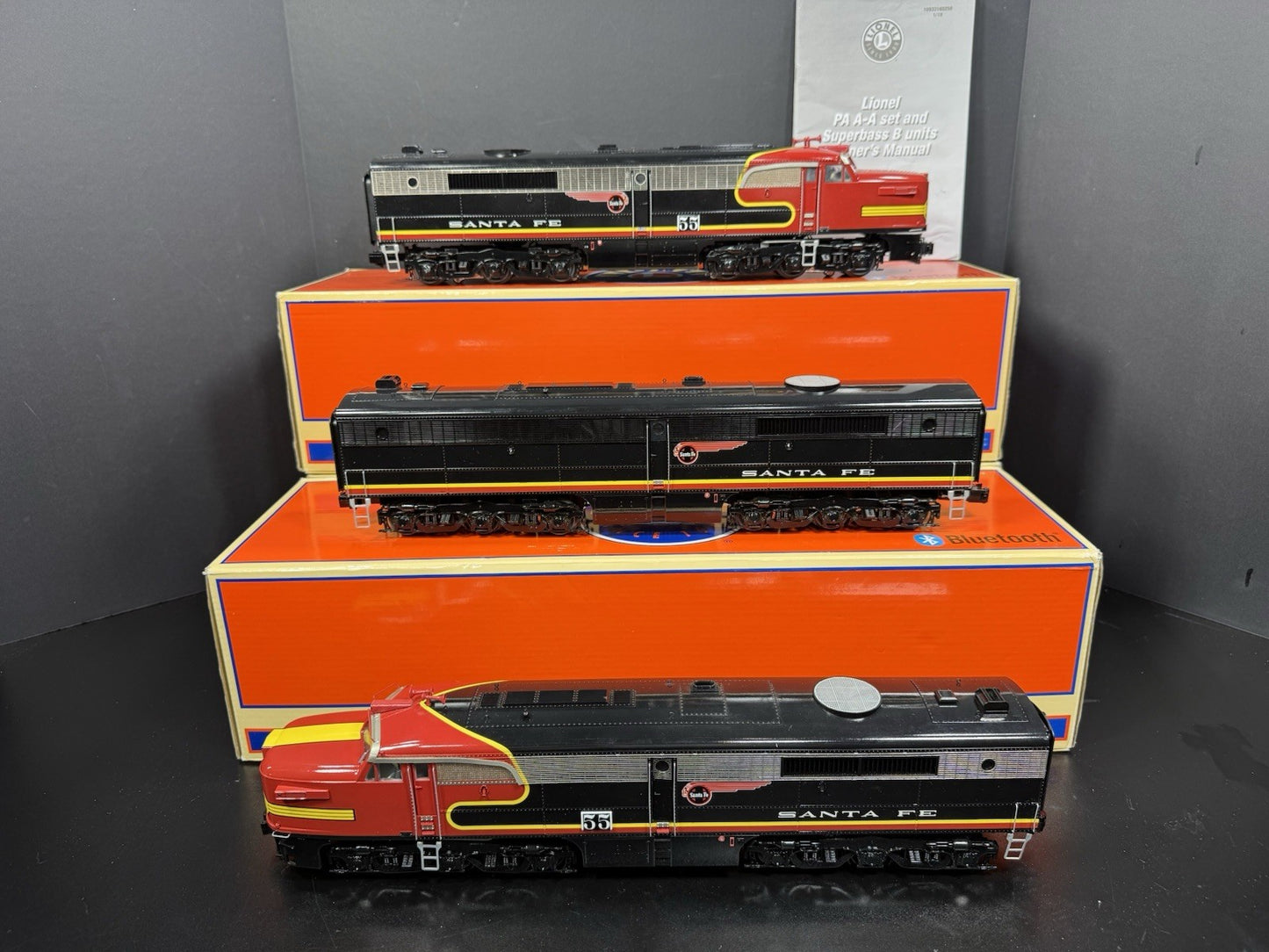 Lionel LEGACY 1933640 Santa Fe Black Bonnet PA diesel engine ABA set EX VHTF5