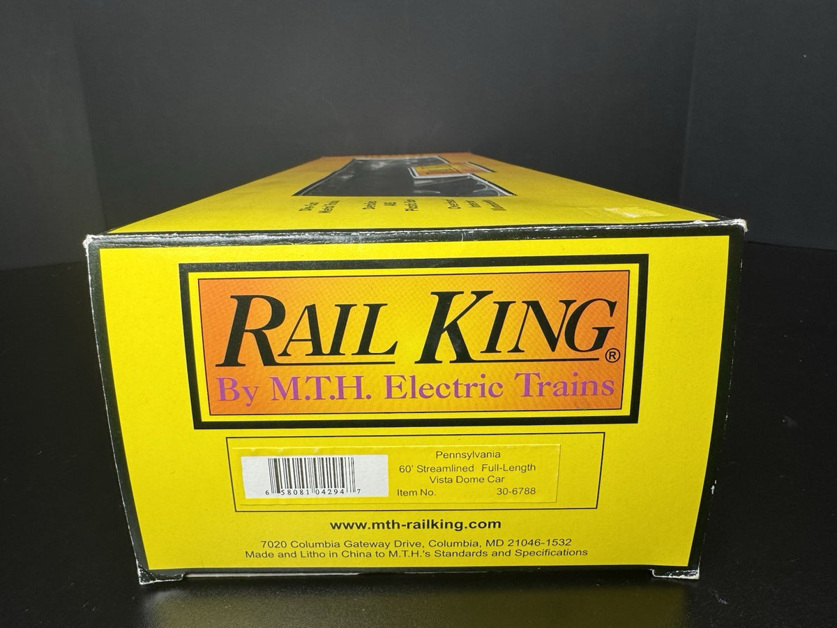 MTH RailKing 30-6788 Pennsylvania PRR 60' full-length vista dome car LNIB11