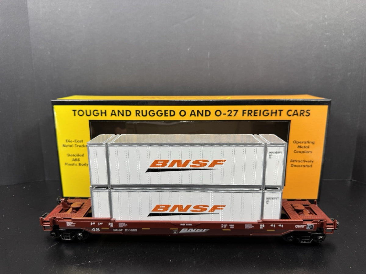MTH RailKing 30-76904 BNSF intermodal husky stack car w containers LNIB3