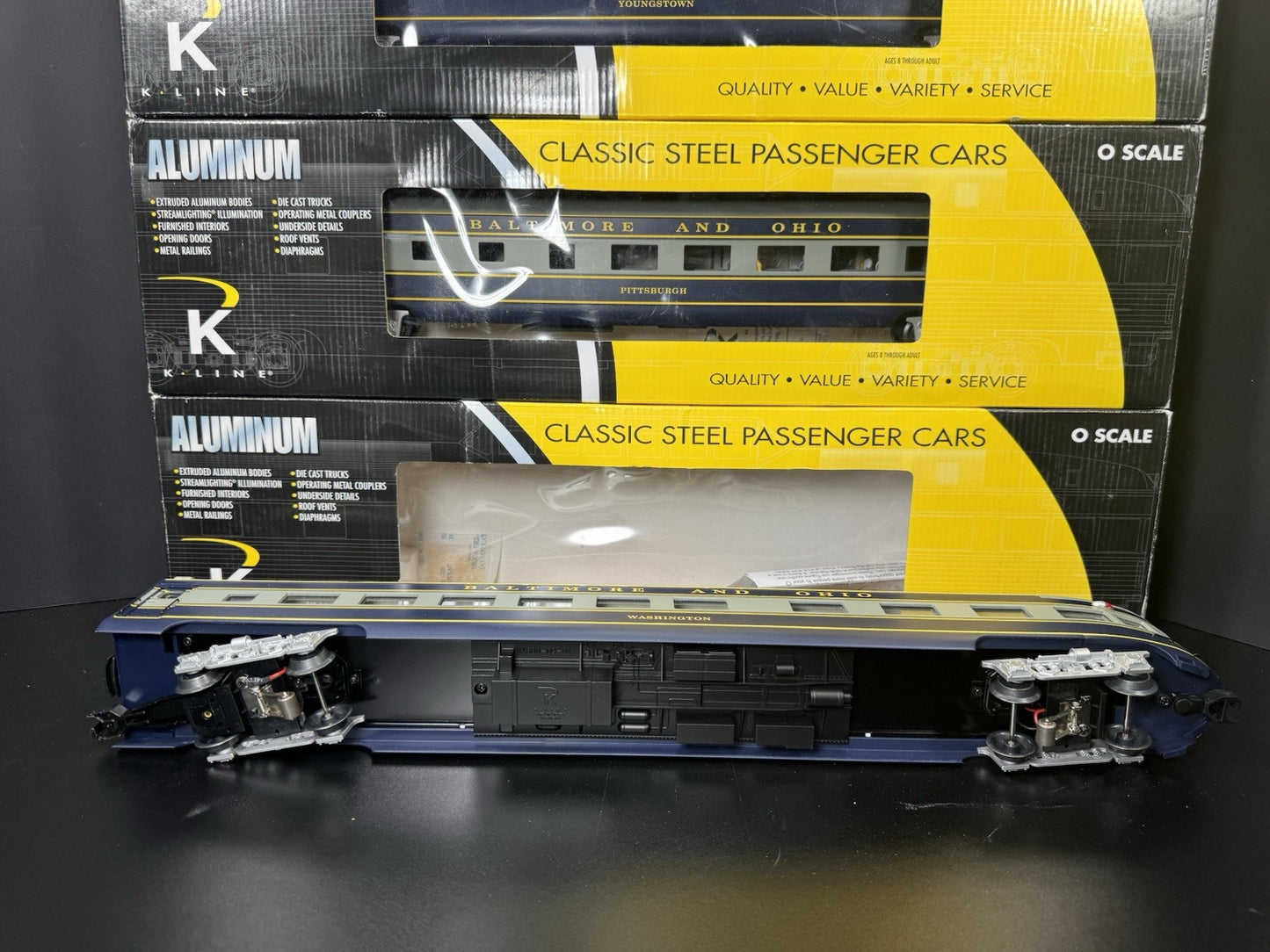 K-Line K-4610A B&O The Columbian 21" aluminum passenger 4-car set LNIB10