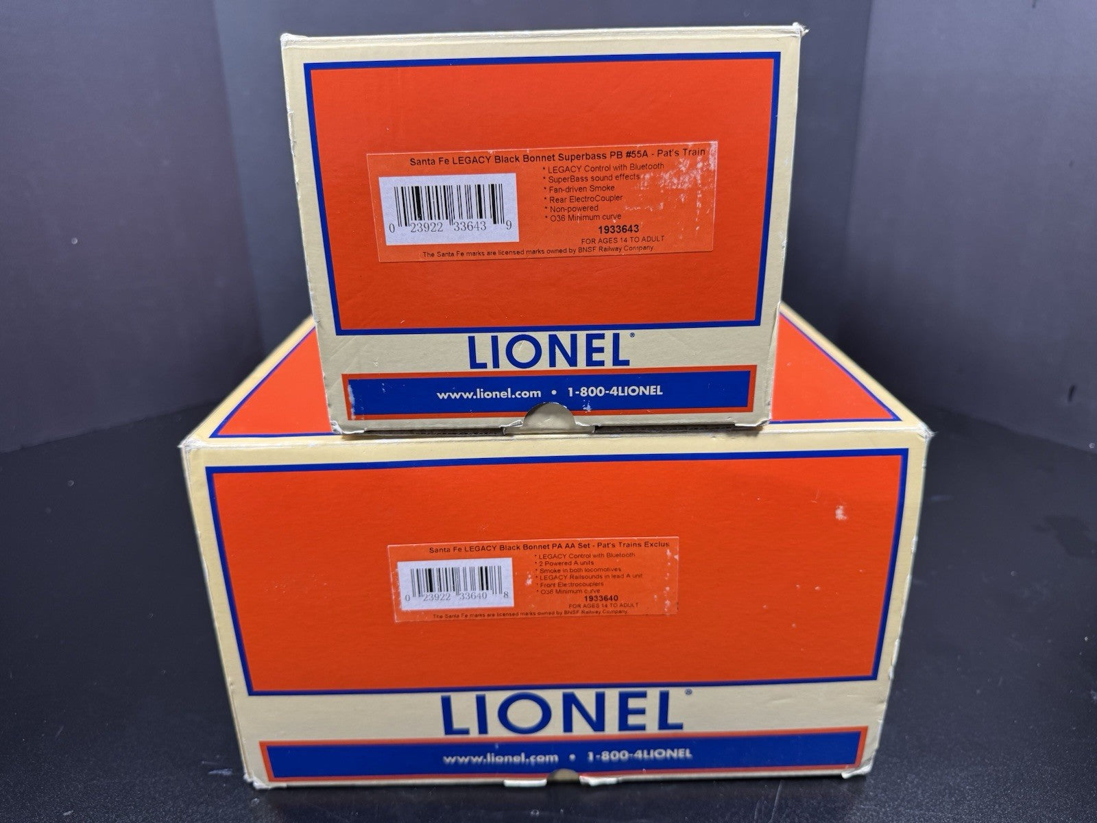 Lionel LEGACY 1933640 Santa Fe Black Bonnet PA diesel engine ABA set EX VHTF13