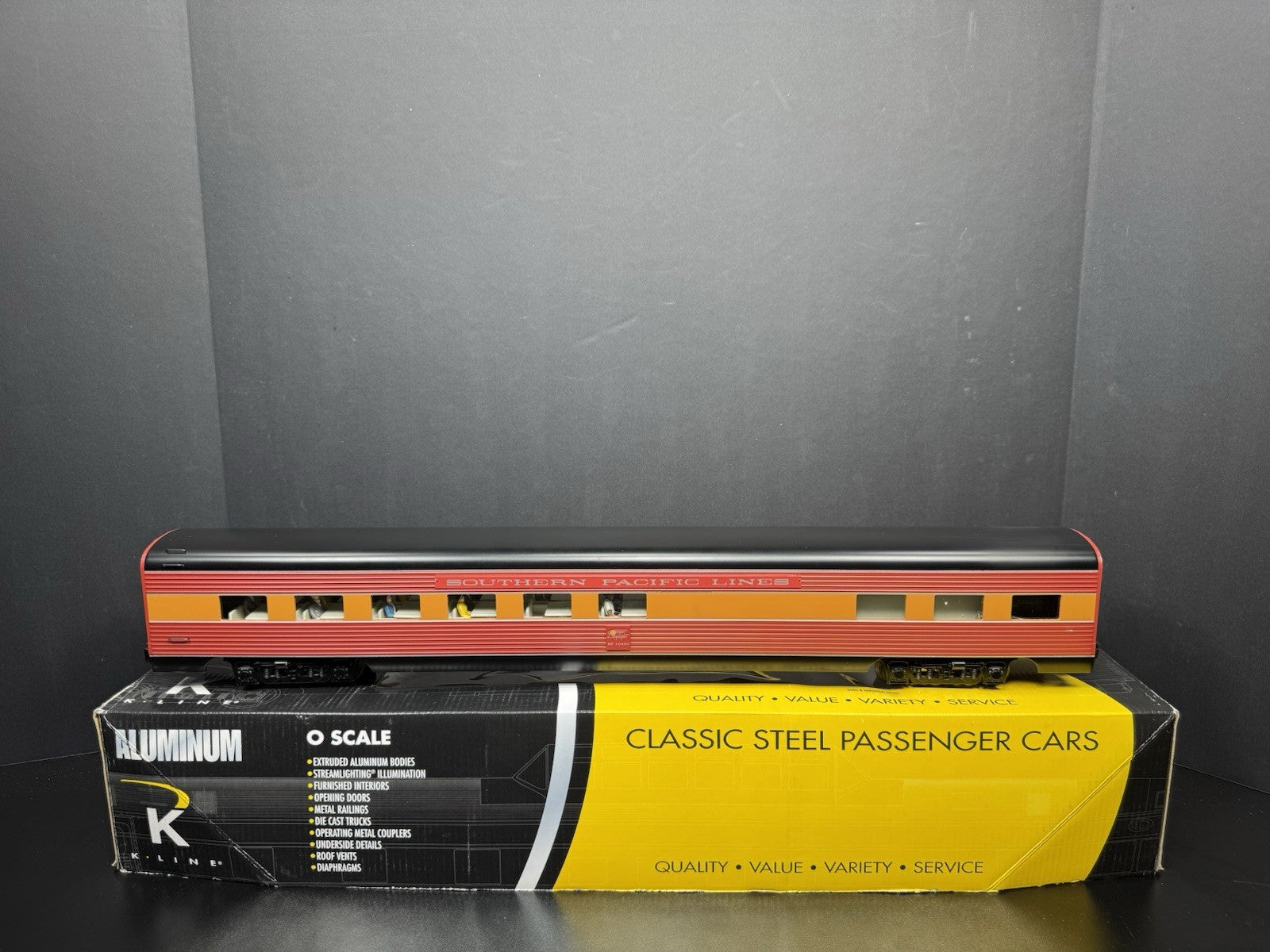 K-Line K4688-41040 Southern Pacific 21" aluminum coffee lounge car #10400 LNIB5
