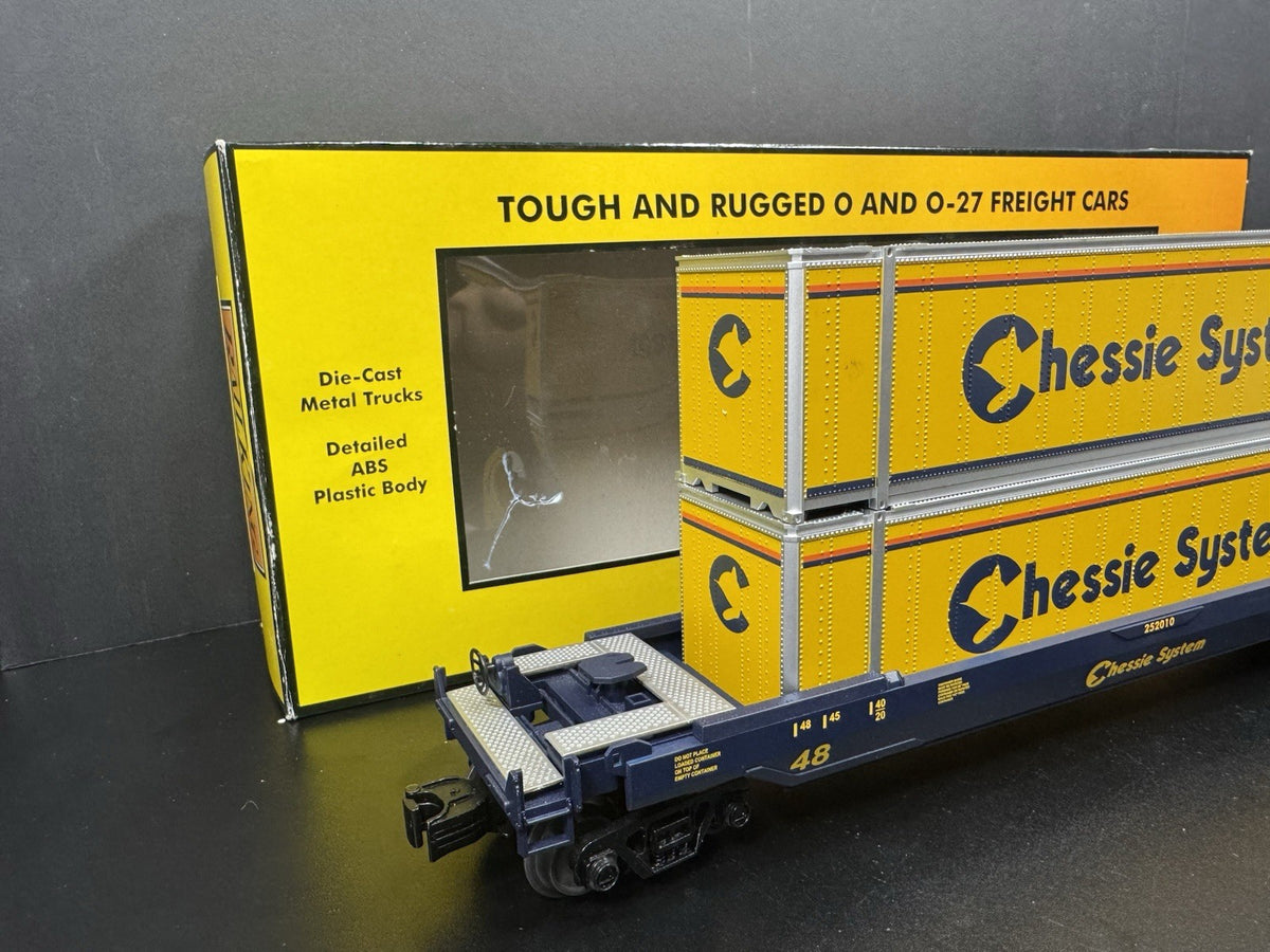 MTH RailKing 30-76394 Chessie intermodal husky stack car w containers LNIB4