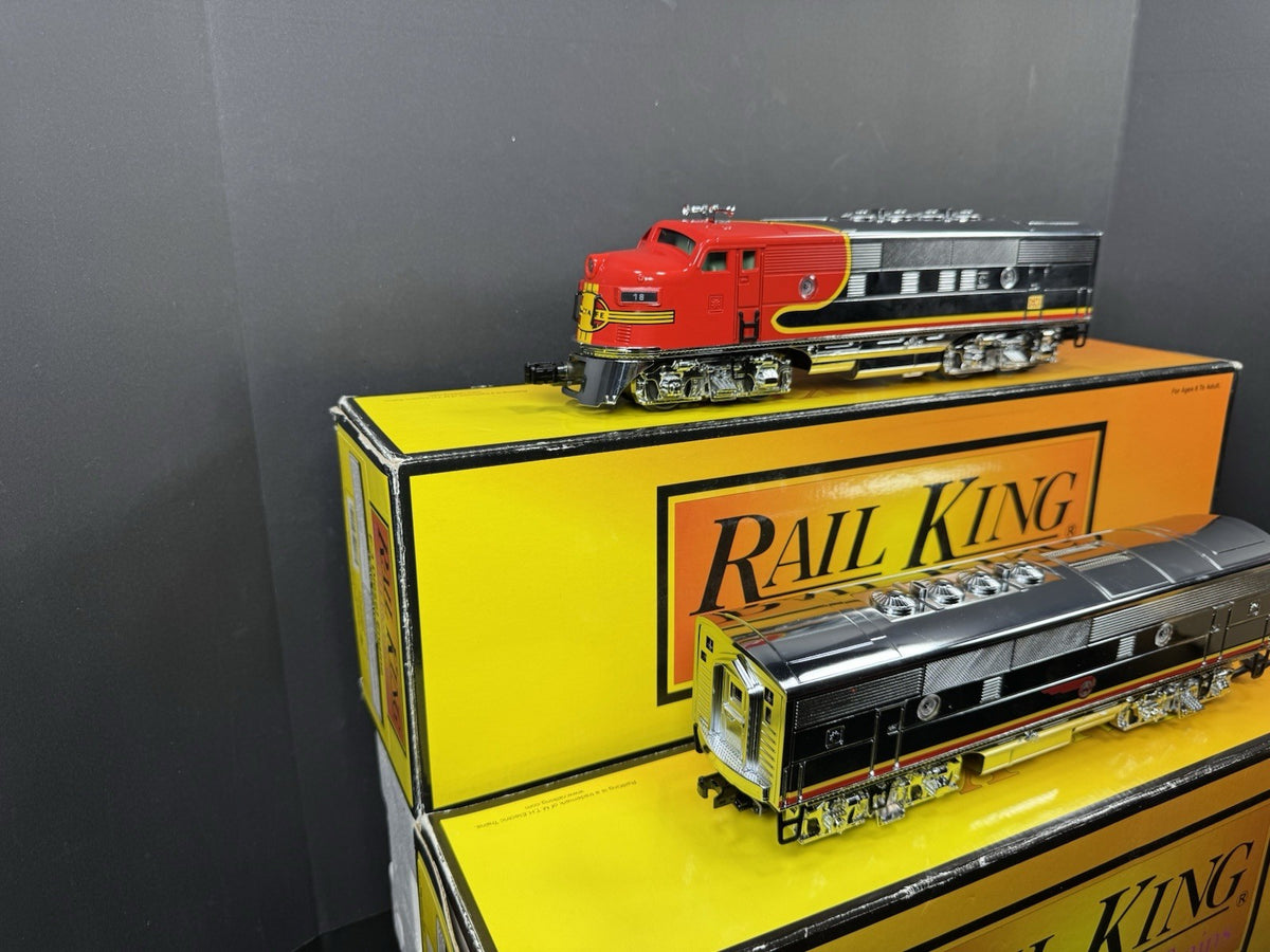 MTH RailKing 30-4144-1E Santa Fe chrome F-3 diesel engine AB set PS2 BCR LNIB5