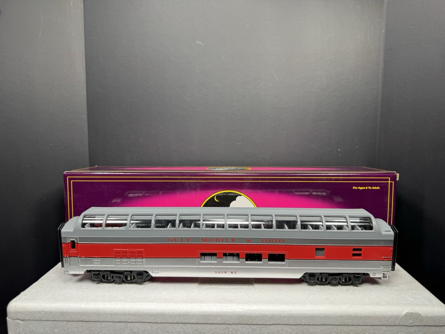 MTH 20-6784 Gulf Mobile & Ohio GM&O 70' full-length vista dome pass car LNIB4