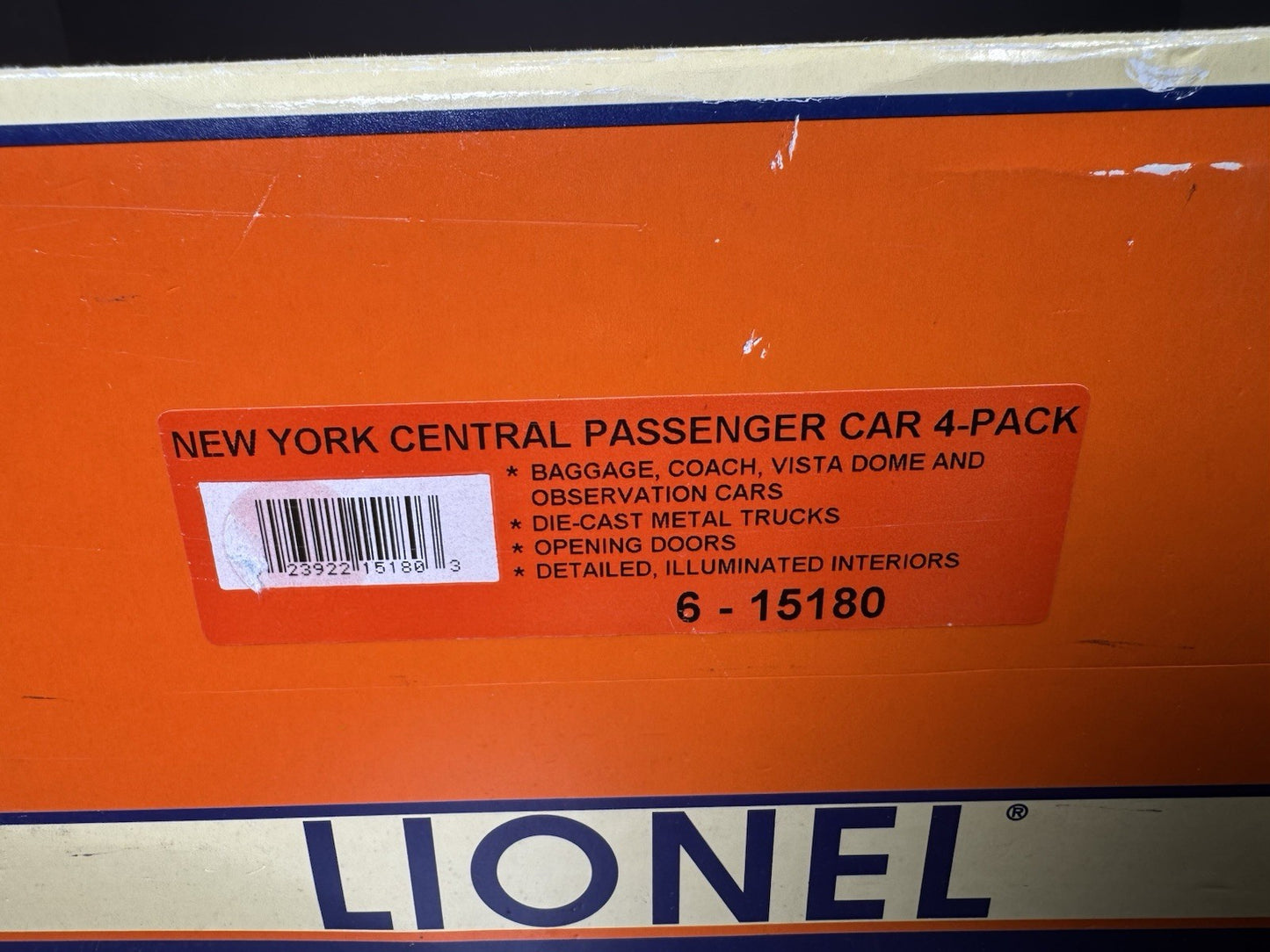 Lionel 6-15180 New York Central NYC streamlined passenger 4-car set NIB6