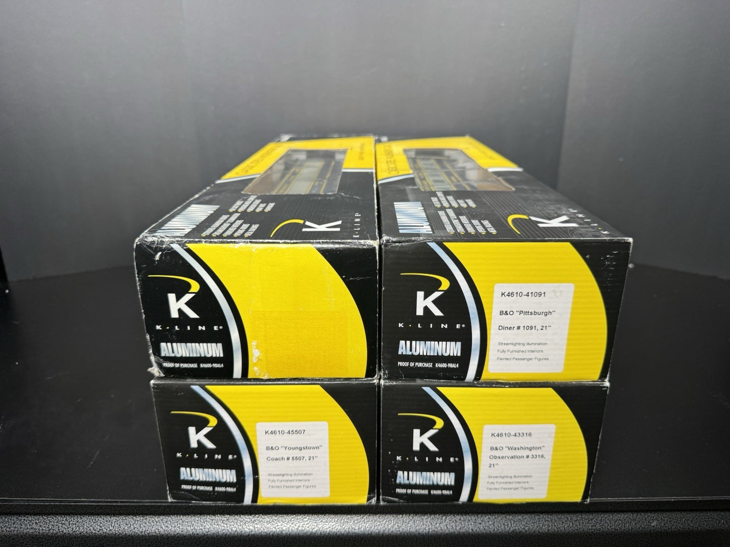 K-Line K-4610A B&O The Columbian 21" aluminum passenger 4-car set LNIB14
