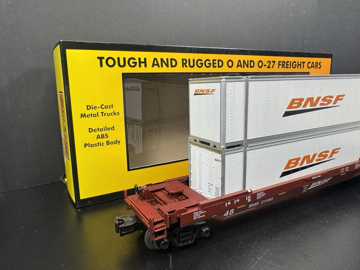 MTH RailKing 30-76904 BNSF intermodal husky stack car w containers LNIB4