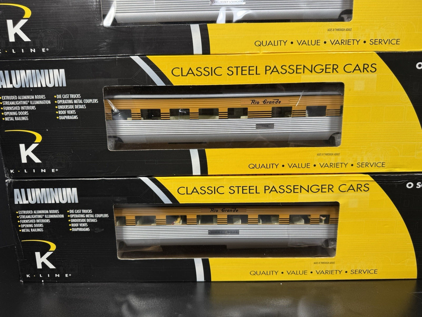 K-Line K-4621B Rio Grande Prospector 21" aluminum passenger 4-car set LNIB15
