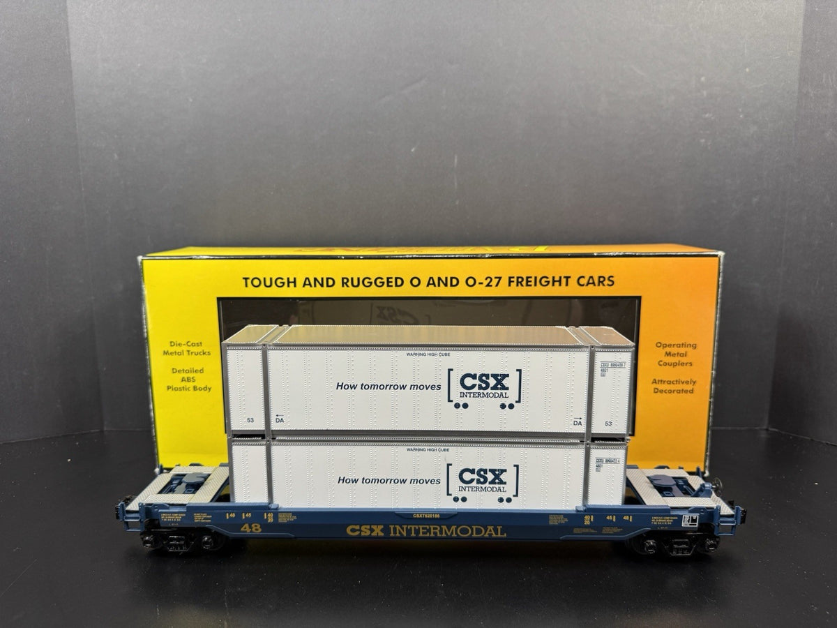 MTH RailKing 30-7051C CSX intermodal husky stack car w containers LNIB0