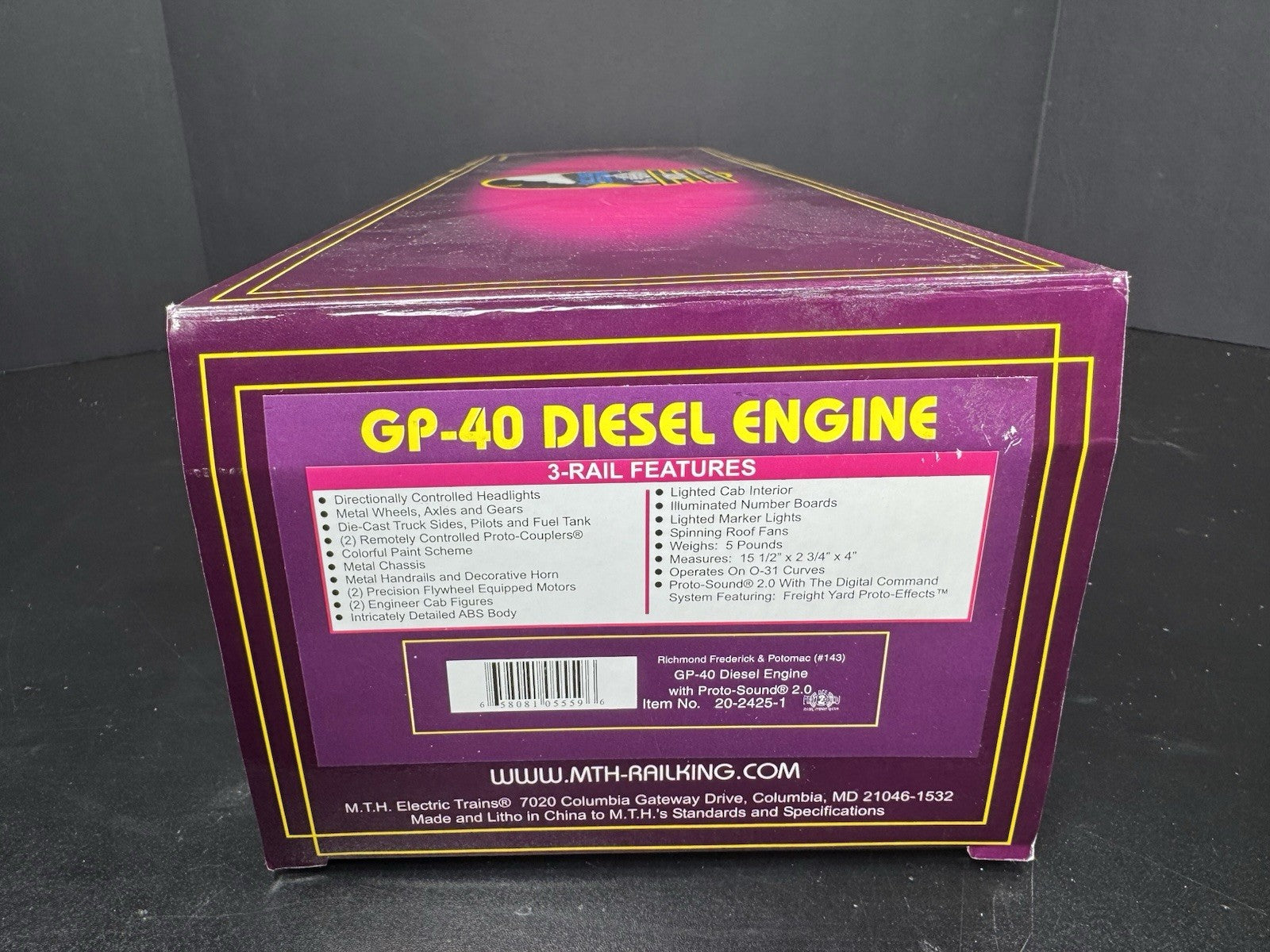 MTH 20-2425-1 Richmond RF&P GP-40 diesel engine #143 PS2 BCR LNIB16