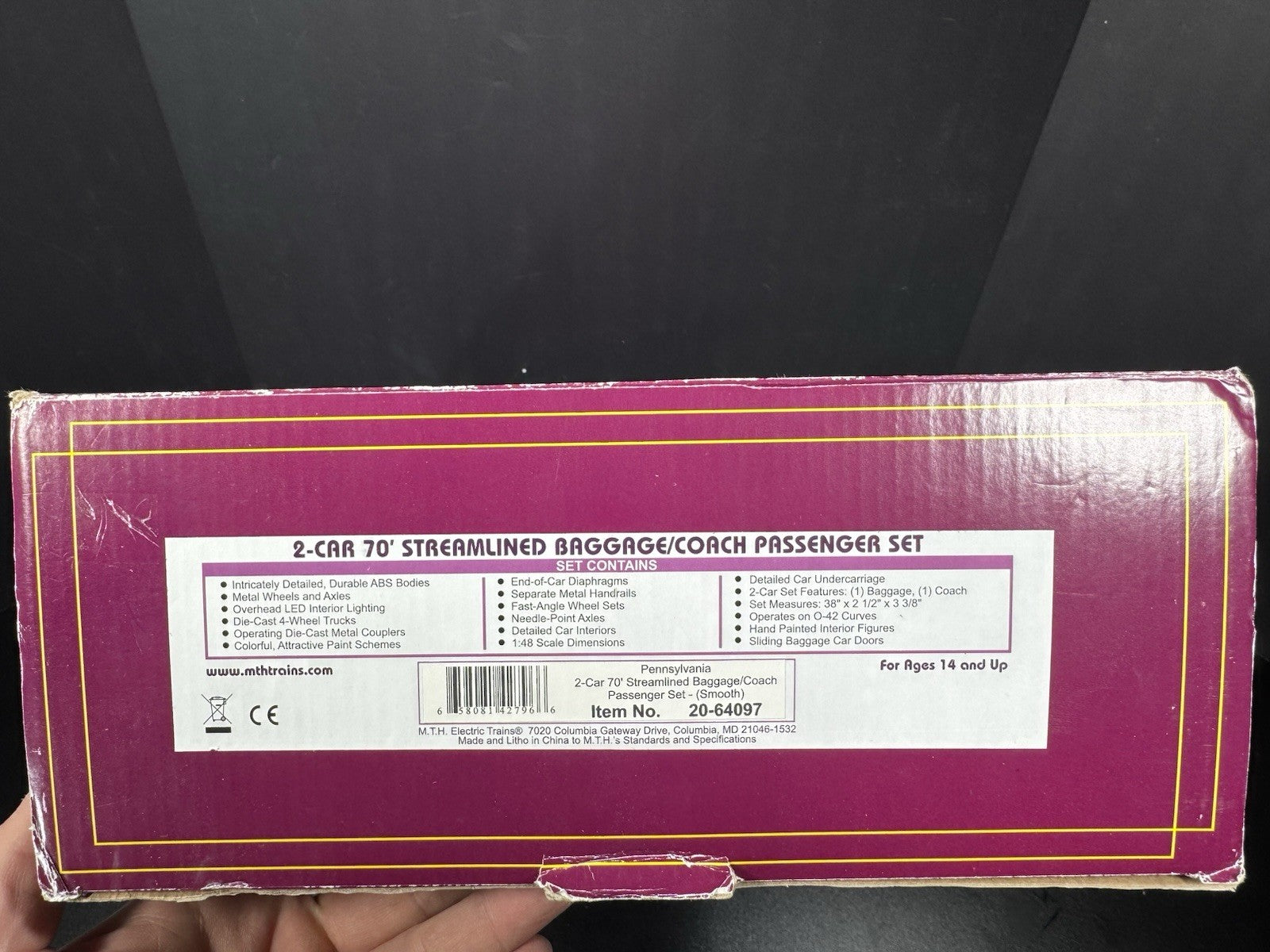 MTH 2064097 Pennsylvania PRR 70' baggage coach passenger 2car set LNIB12