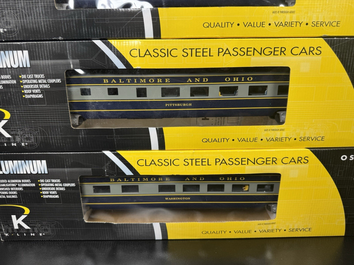 K-Line K-4610A B&O The Columbian 21" aluminum passenger 4-car set LNIB13