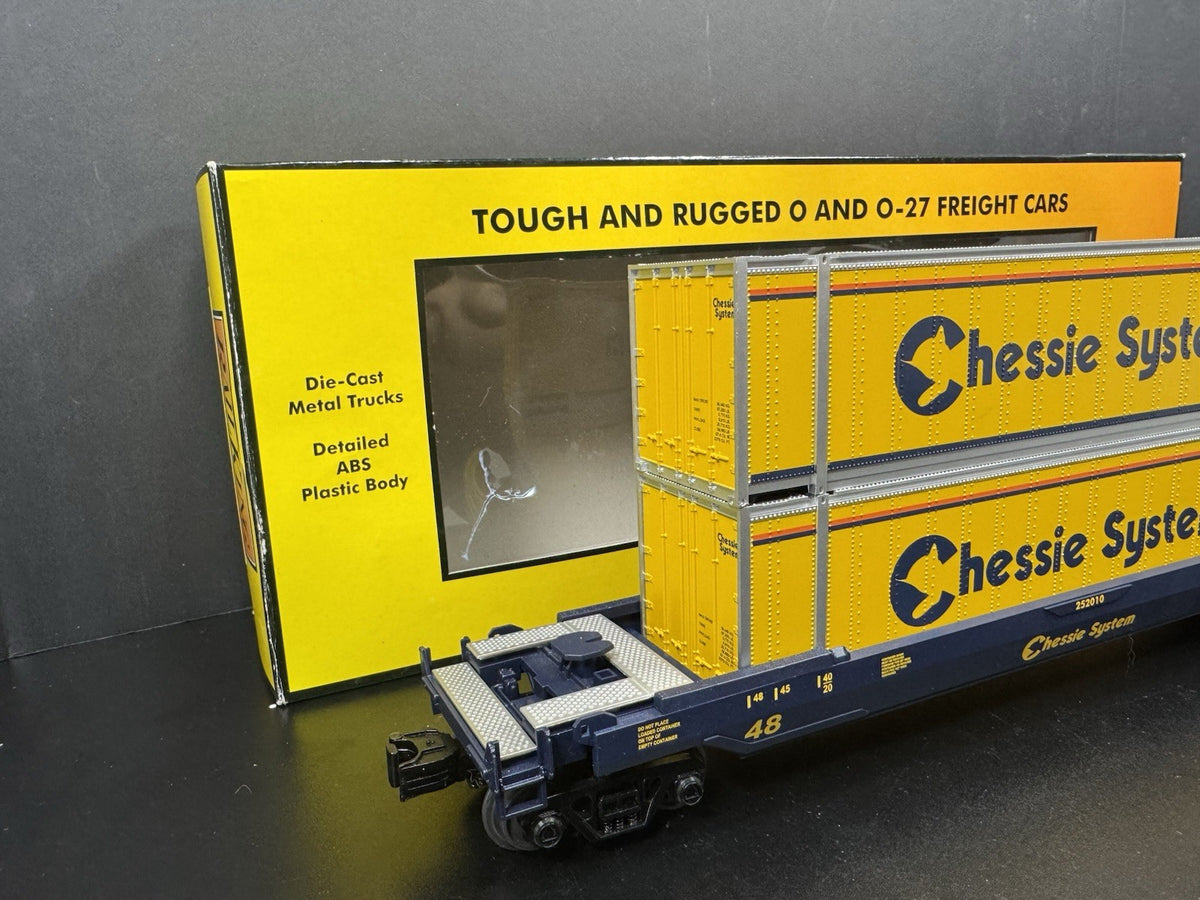 MTH RailKing 30-76394 Chessie intermodal husky stack car w containers LNIB1