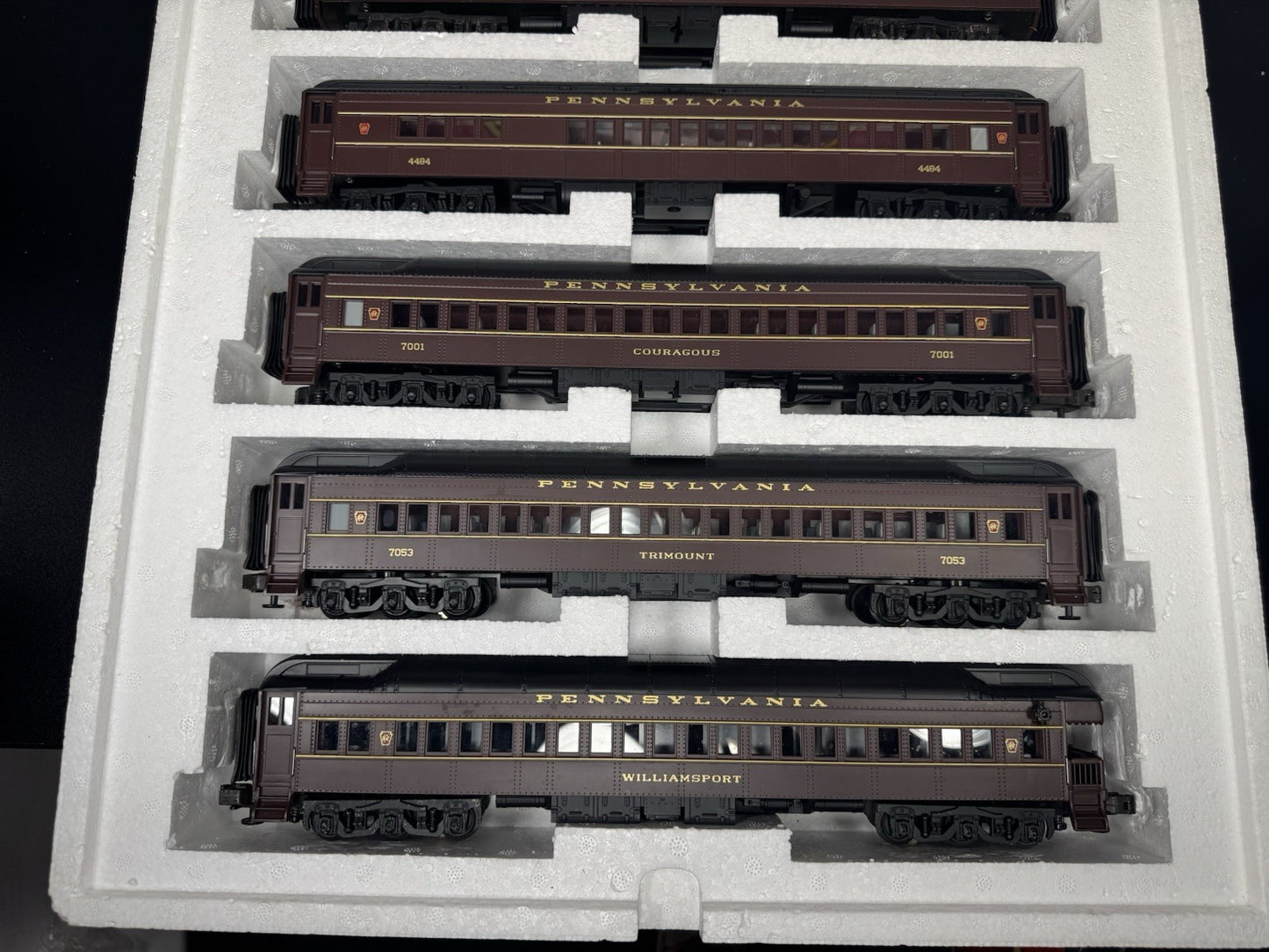 MTH 20-4025 Pennsylvania PRR Tuscan 70' Madison passenger 5-car set EX2