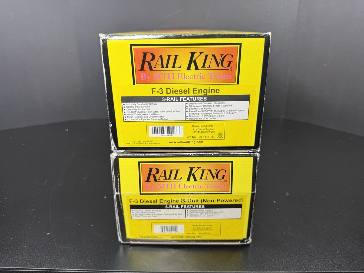 MTH RailKing 30-4144-1E Santa Fe chrome F-3 diesel engine AB set PS2 BCR LNIB14